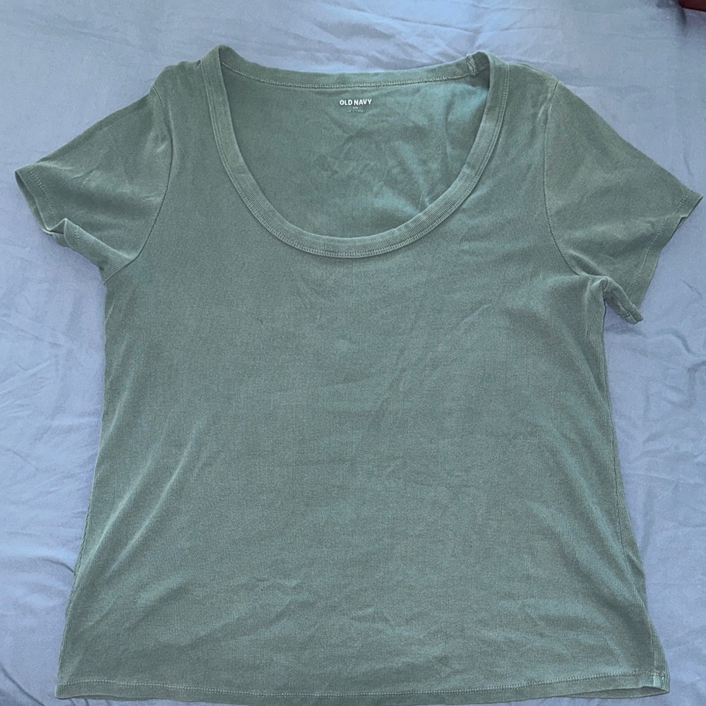 Old Navy Sage Green Ribbed Short Sleeve Tee